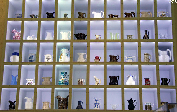 Collection of ceramic pitchers at Brooklyn Museum. Brooklyn, NY.
