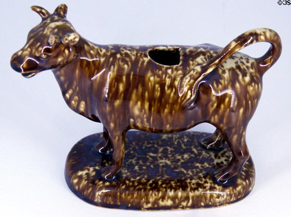 American earthenware creamer in shape of cow (c1850) at Brooklyn Museum. Brooklyn, NY.