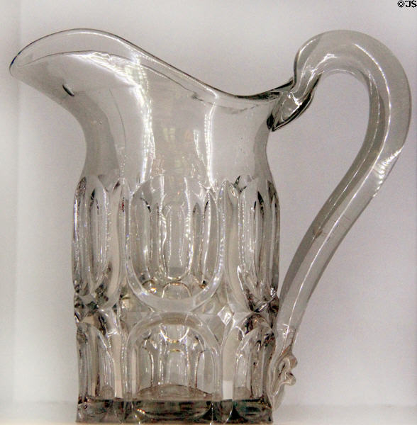 Pressed glass pitcher (c1855) by Chester County Glass Co. of West Chester, PA at Brooklyn Museum. Brooklyn, NY.