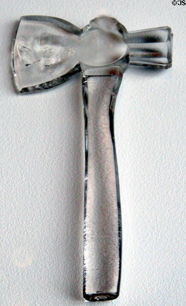 Glass hatchet with relief of George Washington (c1893) by Libbey Glass Co. of Toledo, OH at Brooklyn Museum. Brooklyn, NY.
