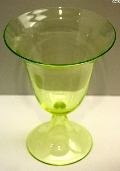 Glass vase (c1920) by Josef Hoffmann, made by J.&L. Lobmeyr of Vienna at Brooklyn Museum. Brooklyn, NY.