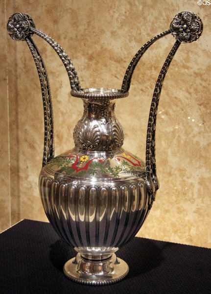 Silver vase exhibited at Paris Universal Exposition (1900) by Tiffany & Co. of New York, NY at Brooklyn Museum. Brooklyn, NY.