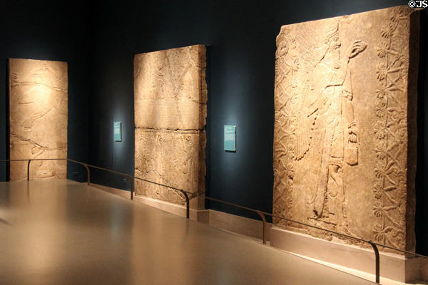 Collection of Assyrian reliefs (883-859 BCE) from King Ashur-nasir-pal II palace at Brooklyn Museum. Brooklyn, NY.