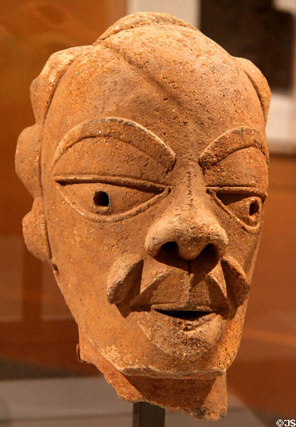 Terracotta male head (550-50 BCE) from Nigeria at Brooklyn Museum. Brooklyn, NY.