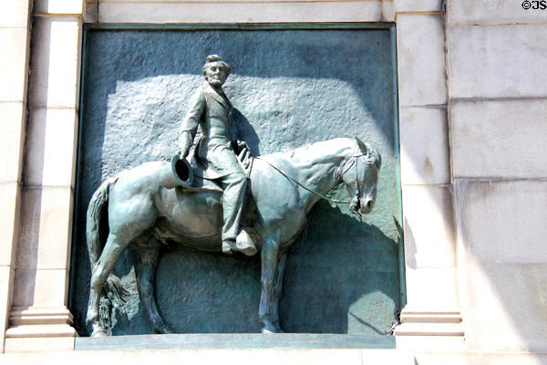 Abraham Lincoln sculpture (1893-4) by W.R.O. Donovan & Thomas Eakins on Soldiers' & Sailors' Arch in Grand Army Plaza. Brooklyn, NY.