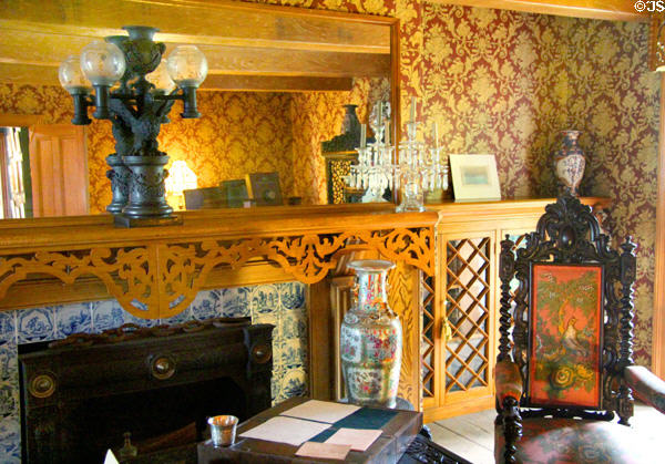 Fireplace area at Alice Austen House Museum. Staten Island, NY.