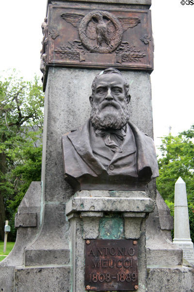 Monument to Antonio Meucci (1808-89), an inventor of a telephone at Garibaldi-Meucci Museum. Staten Island, NY.