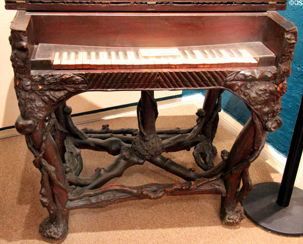 Piano case made of tree roots by Antonio Meucci at his house, now Garibaldi-Meucci Museum. Staten Island, NY.
