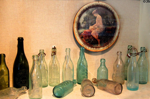 Collection of Staten Island beer bottles (c1870-1914) at Historic Richmond Town Museum. Staten Island, NY.