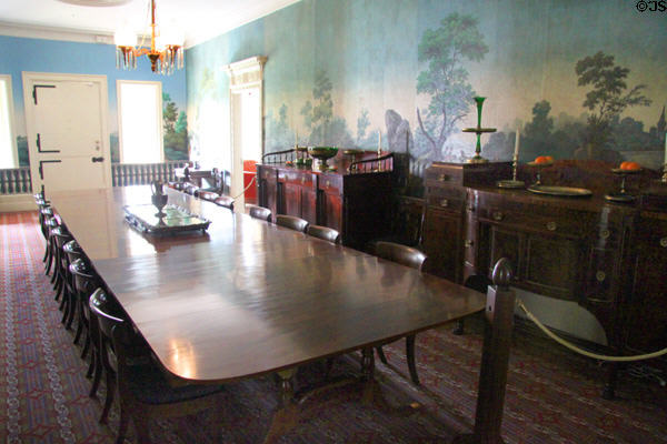 Central hall used as dining room where Martin Van Buren met political guests at Lindenwald. Kinderhook, NY.