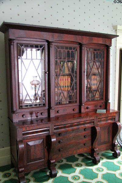 Secretary-bookcase in late classical style (1835-45) in sitting room at Lindenwald. Kinderhook, NY.
