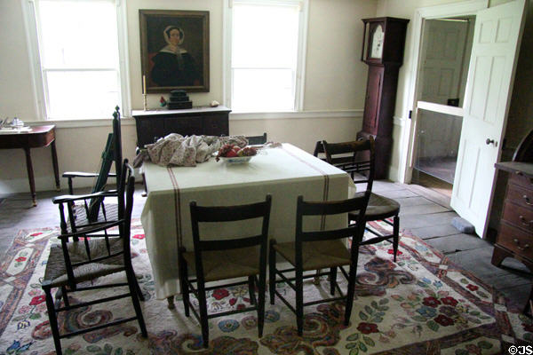 Dining room in Powell House at Old Bethpage Village. Old Bethpage, NY.