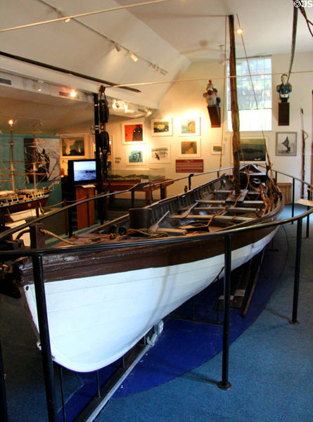 Whaleboat (19th C used until 1913) by New Bedford whaling brig Daisy at Whaling Museum. Cold Spring Harbor, NY.