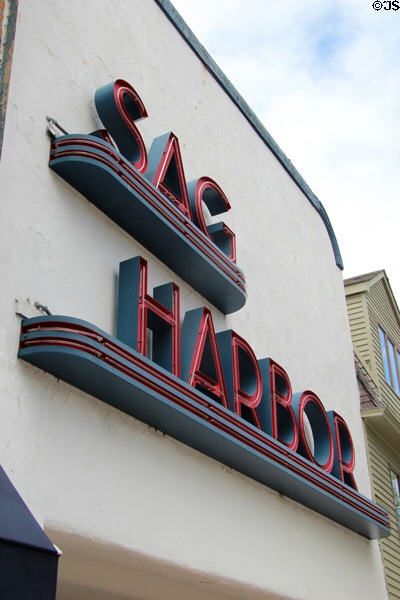 Art Deco facade of Sag Harbor Cinema (90 Main St.). Sag Harbor, NY.