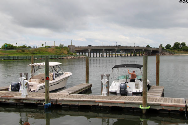 Sag Harbor cove & LCpl Jordan Haerter Veterans' Memorial Bridge along Ferry Rd. Sag Harbor, NY.
