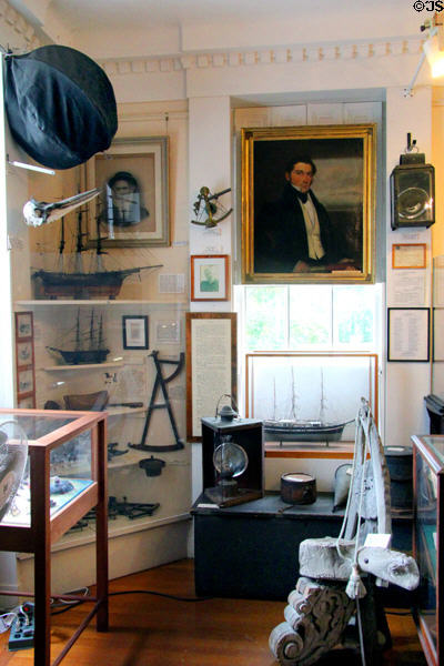 Display of artifacts of the whaling era at Sag Harbor Whaling Museum. Sag Harbor, NY.