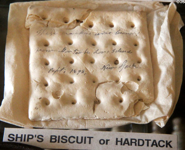 Ship's biscuit or hardtack (1898) at Sag Harbor Whaling Museum. Sag Harbor, NY.
