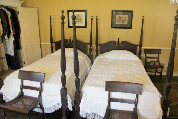 Antique four poster twin beds at Home Sweet Home Museum. East Hampton, NY.