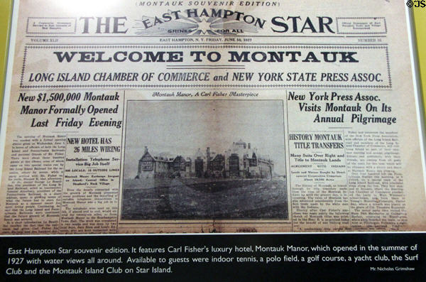 East Hampton Star souvenir edition (1927) featuring opening of the luxury hotel, Montauk Manor, at Montauk Lighthouse museum. Montauk, NY.