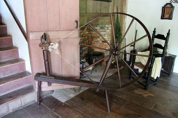 Spinning wheel for wool at Thomas Halsey Homestead. South Hampton, NY.