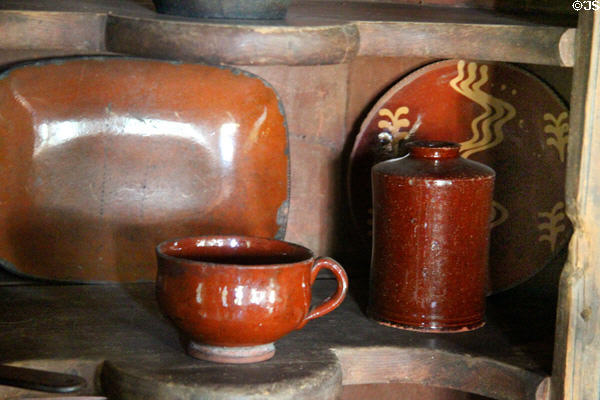 Redware pottery at Thomas Halsey Homestead. South Hampton, NY.