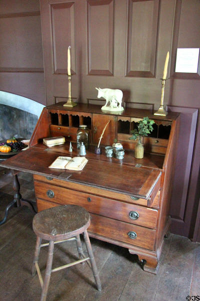 Antique secretary desk with cubbyholes & small drawers at Thomas Halsey Homestead. South Hampton, NY.