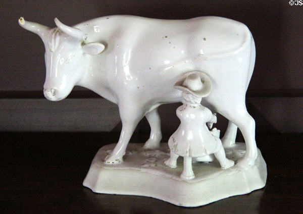 Ceramic figurine of cow being milked at Thomas Halsey Homestead. South Hampton, NY.