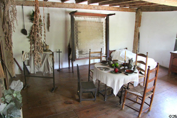 Colonial folding bed plus table & chairs at Thomas Halsey Homestead. South Hampton, NY.