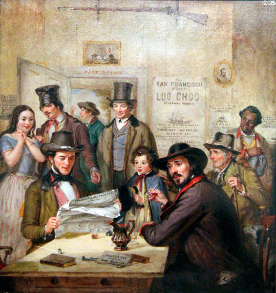 California News painting (1850) by William Sidney Mount at Long Island Art Museum. Stony Brook, NY.