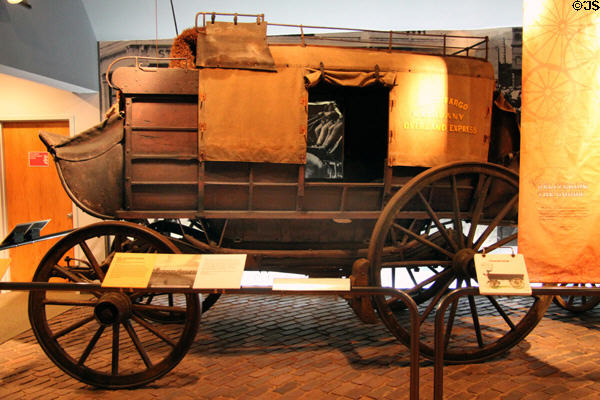 Wells Fargo coach (1866) by Abbot-Downing Co. of Concord, NH at carriage collection of Long Island Museum. Stony Brook, NY.