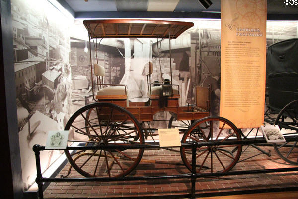 Bronson Outing Wagon (1885-95) by Studebaker Brothers (could be fitted for single or pair of horses) at carriage collection of Long Island Museum. Stony Brook, NY.