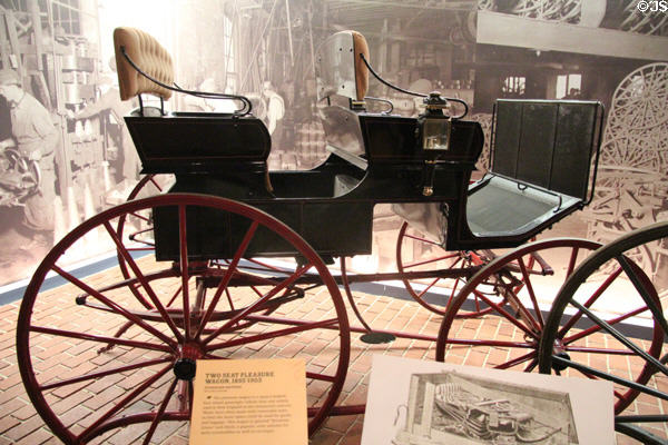Two Seat Pleasure Wagon (1895-1905) by Studebaker Brothers (with removable rear seat for cargo) at carriage collection of Long Island Museum. Stony Brook, NY.