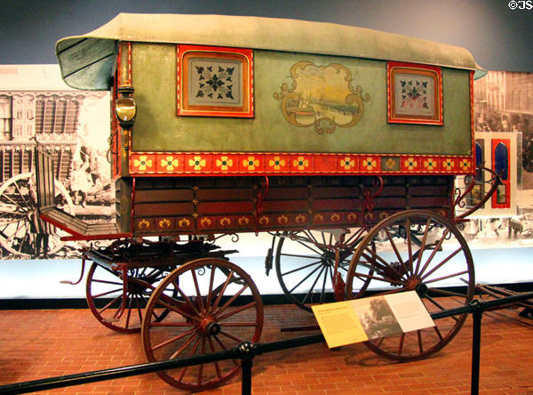 Gypsy wagon (c1870) from New England at carriage collection of Long Island Museum. Stony Brook, NY.
