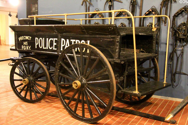 Police patrol wagon (c1905) used in Brooklyn at carriage collection of Long Island Museum. Stony Brook, NY.