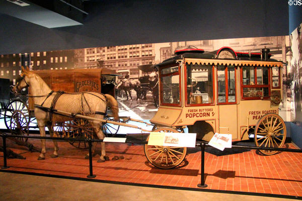 Popcorn wagon (1907) by C. Cretors & Co. of Chicago, IL at carriage collection of Long Island Museum. Stony Brook, NY.