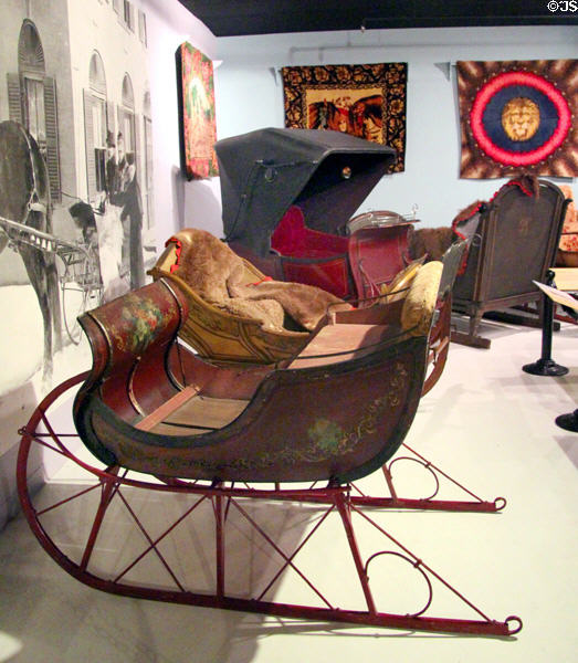 Sleigh display at carriage collection of Long Island Museum. Stony Brook, NY.