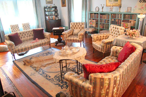 Edith's drawing room with furniture by Daniel Pabst & Frank Furness at Roosevelt's House Sagamore Hill NHS. Cove Neck, NY.
