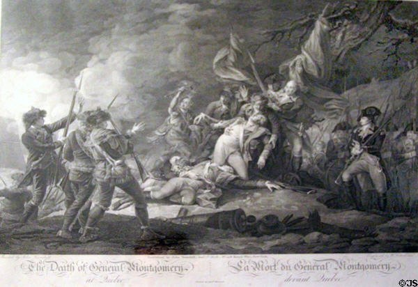 "The Death of General Montgomery at the Attack of Quebec graphic (1808) by John Trumbull at Roosevelt's House Sagamore Hill NHS. Cove Neck, NY.