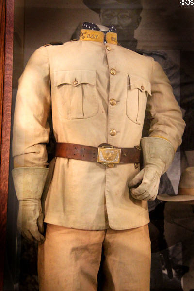 Theodore Roosevelt's Rough Rider uniform (1898) custom-made by Brooks Brothers of New York City at Old Orchard Museum at Sagamore Hill NHS. Cove Neck, NY.