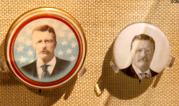 Teddy Roosevelt campaign buttons (1904) at Old Orchard Museum at Sagamore Hill NHS. Cove Neck, NY.