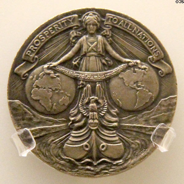 Medal commemorating opening of Panama Canal (Aug. 15, 1914) at Old Orchard Museum at Sagamore Hill NHS. Cove Neck, NY.