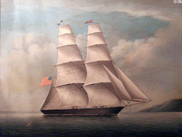 American brig tall ship painting at Vanderbilt Mansion. Centerport, NY.