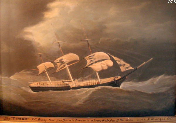 Ship Timor in gale painting (1857) at Vanderbilt Mansion. Centerport, NY.