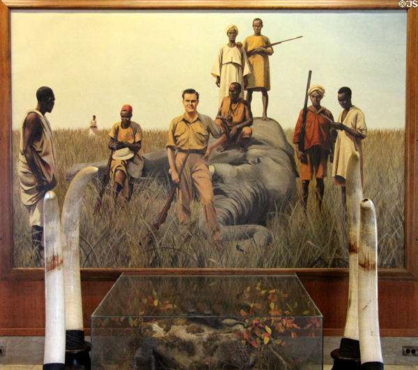 Portrait of William Kissam Vanderbilt III on African safari (died in auto accident 1933) at Vanderbilt Mansion. Centerport, NY.