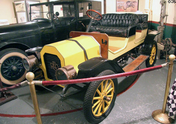 REO automobile used in races by William K. Vanderbilt II on turntable at Vanderbilt Mansion garage. Centerport, NY.