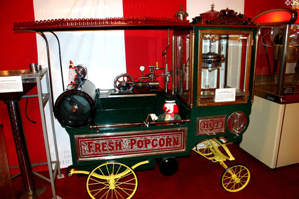 Cretors no. 1 (1912) popcorn & peanut wagon in popcorn museum. Marion, OH.