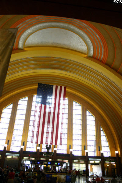Cincinnati Union Terminal, now Cincinnati Museum Centre, has restored colors on interior of arch. Cincinnati, OH.
