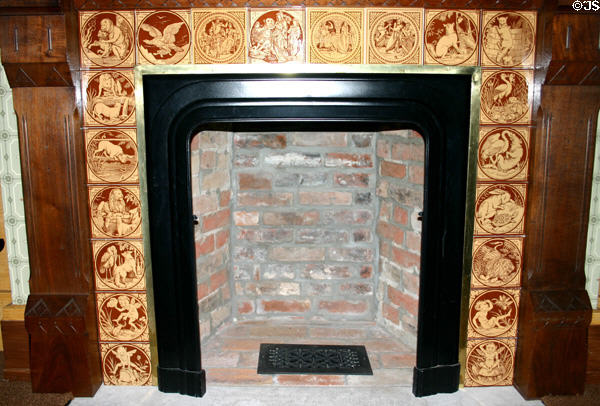 William Howard Taft house fireplace with tiles of fables. Cincinnati, OH.