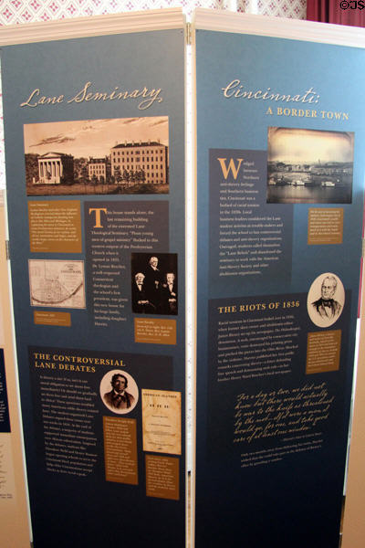 Lane Seminary & Cincinnati display on how Lane students became part of Anti-Slavery Societies at Stowe House. Cincinnati, OH.