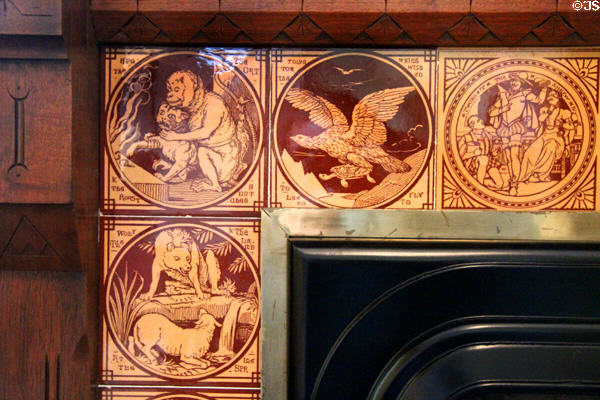 Minton art tiles depicting fables at Taft House NHS. Cincinnati, OH.